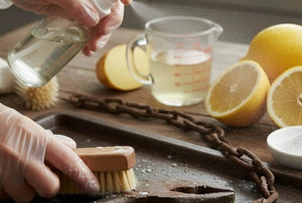 Probar limón con sal quitar óxido en metal