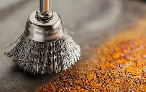 cepillo de alambre quitando oxido